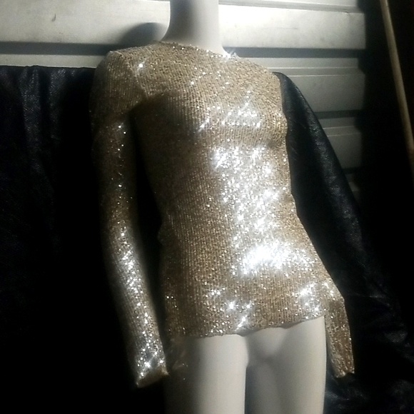 Womens sequined gold top - Picture 1 of 2